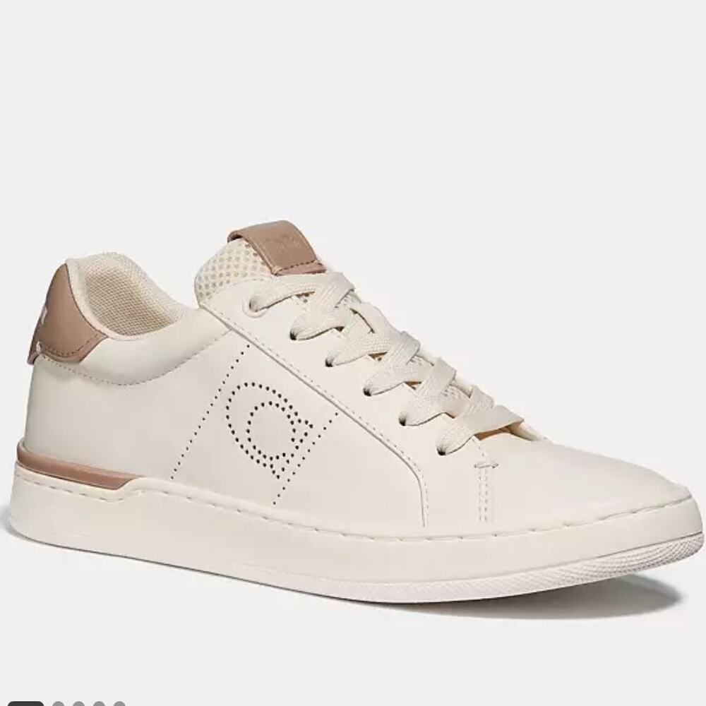 Coach Women’s Lowline Low Top Nude/Cream Sneaker Shoes Size 10B